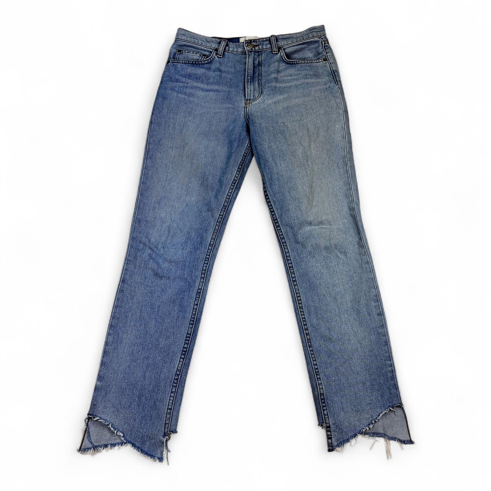 Reformation Straight Leg Jeans Size 28 Light Wash Raw Hem